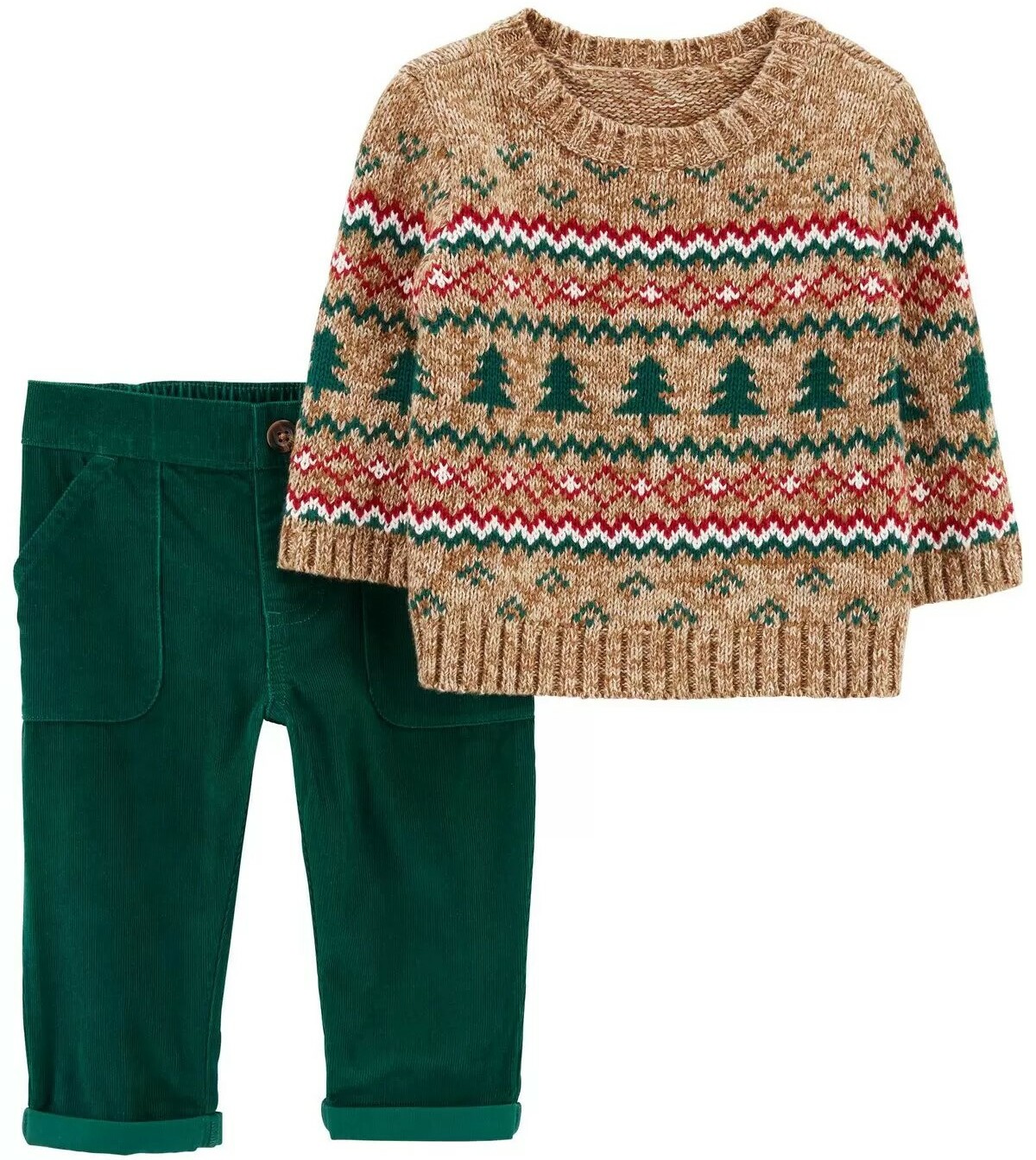 Two-Piece Holiday Sweater and Corduroy Pant Set