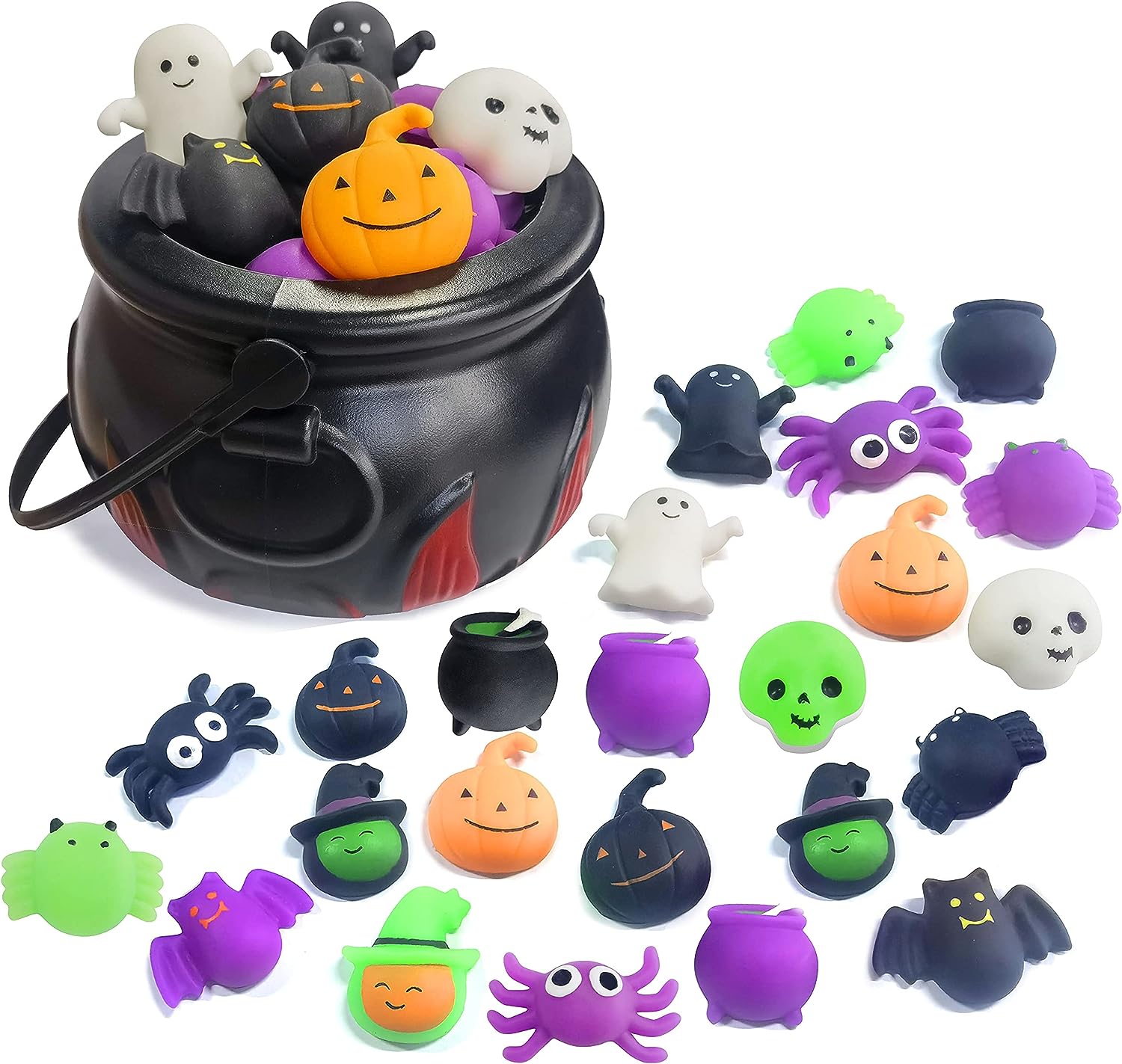 5.5" Halloween Cauldron with 24 Pcs Squeeze Toys