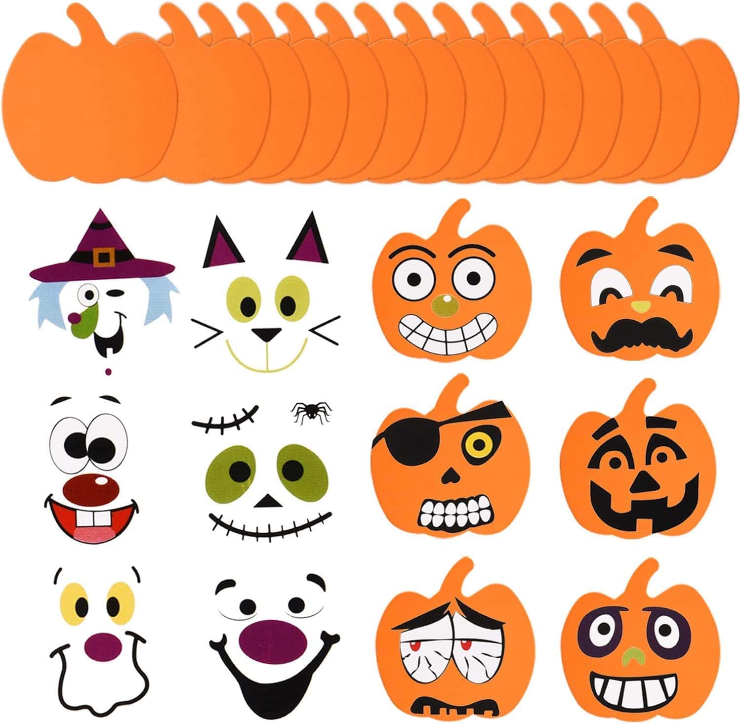32 Pieces Halloween Foam Pumpkin Craft Kit and Pumpkin Foam Stickers Self Adhesive Halloween Stickers for Kid's Halloween Party Crafts Decorations