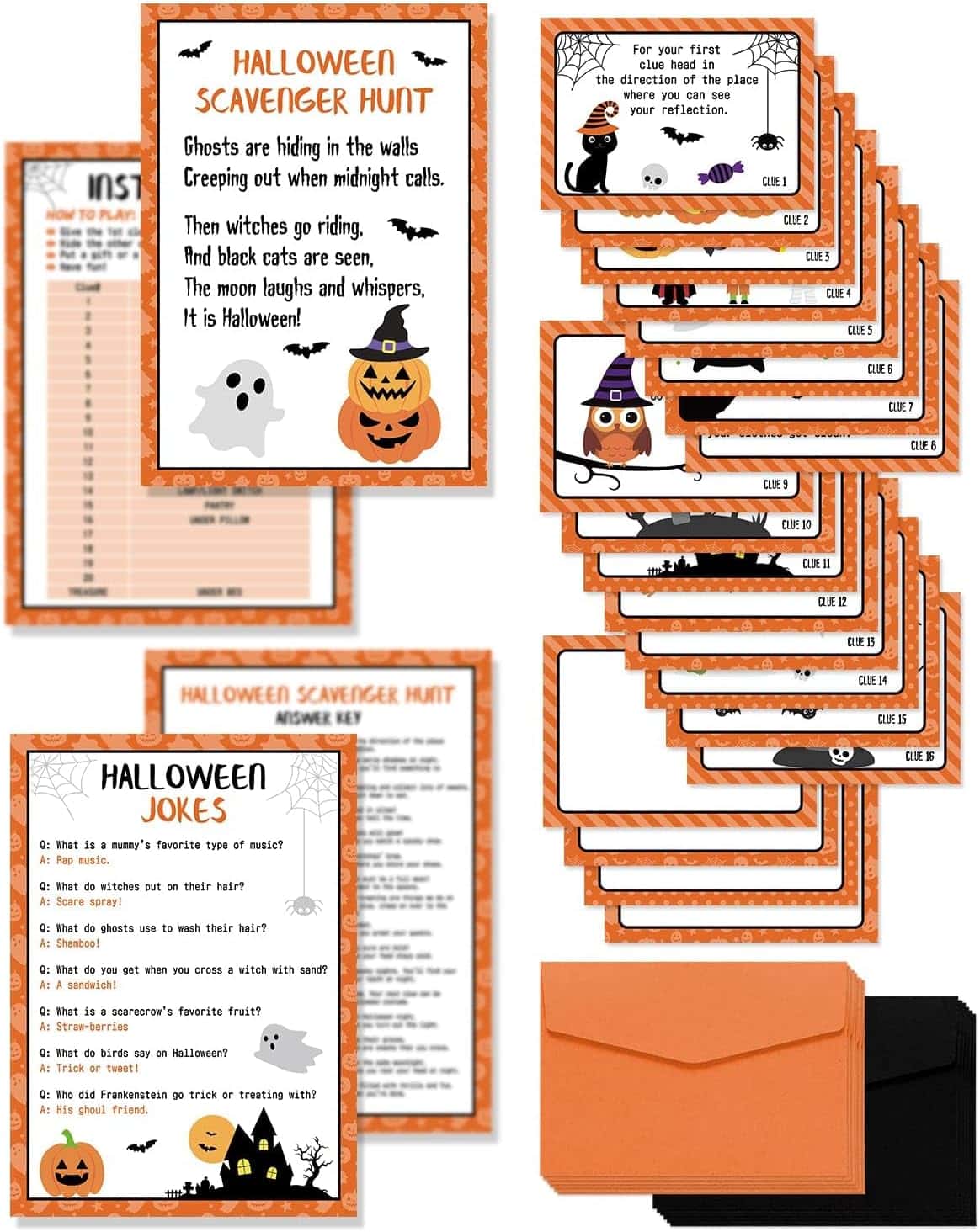 Halloween scavenger hunt cards