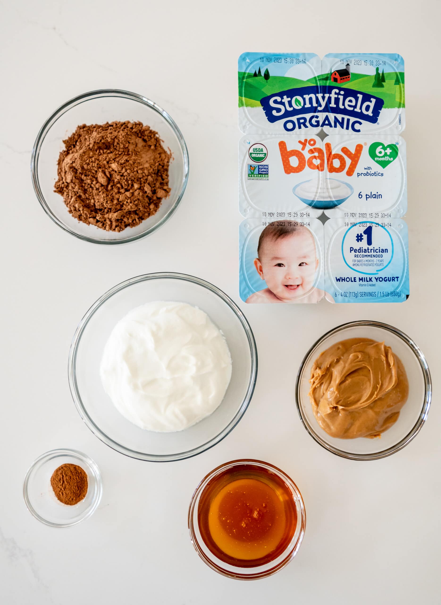 Ingredients to make chocolate peanut butter dip for kids