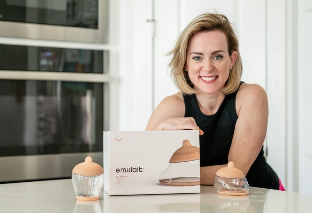 Nina Spears with the Emulait box and baby bottles