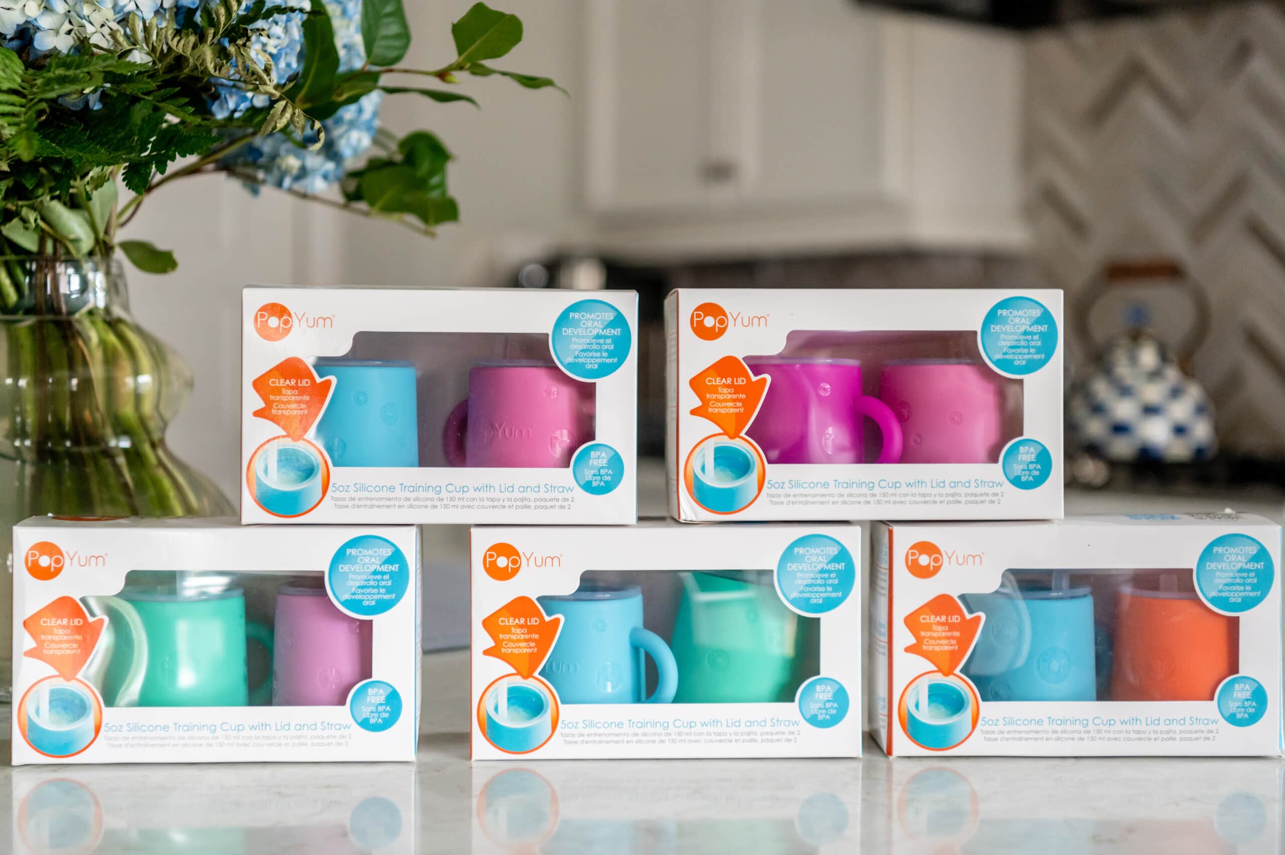 PopYum Silicone Coaching Cups With Lid and Straw