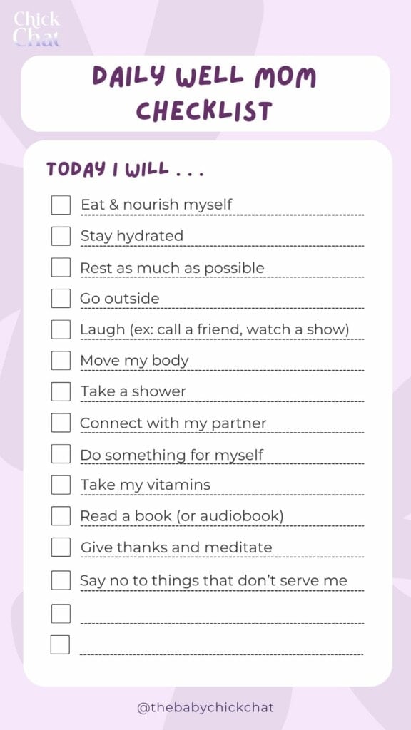 Daily Well Mom Checklist