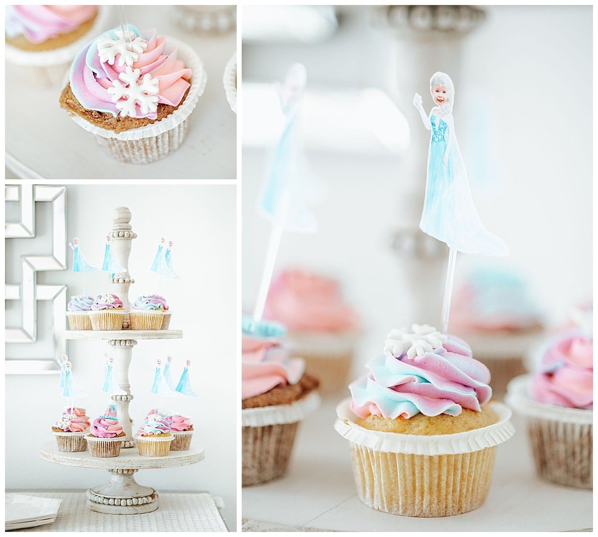 Frozen birthday party cupcakes and custom cupcake toppers