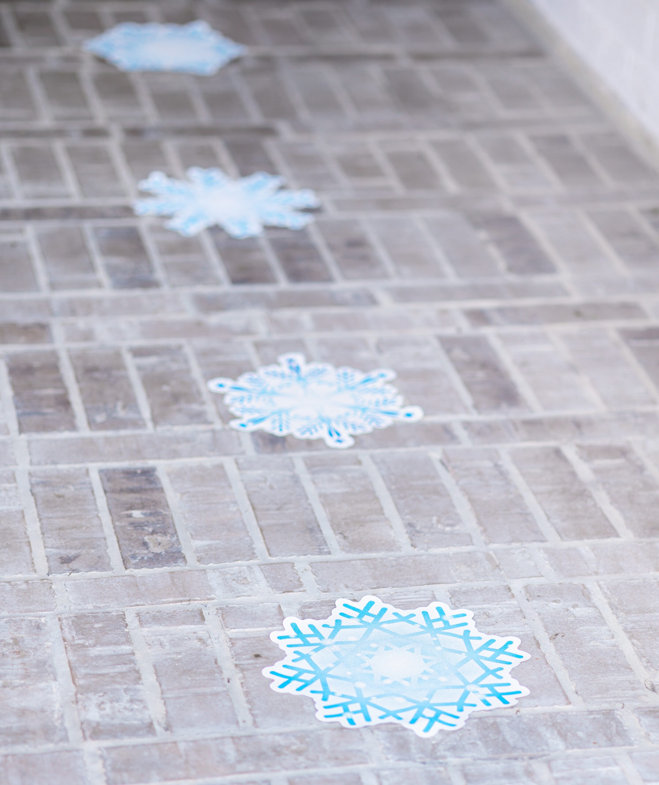 Snowflake decals on the floor