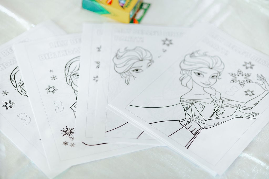 Custom coloring pages for Frozen birthday party