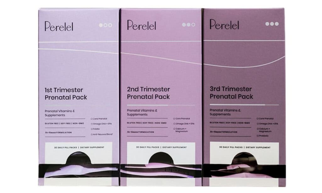 Perelel prenatal vitamins for the first, second, and third trimesters