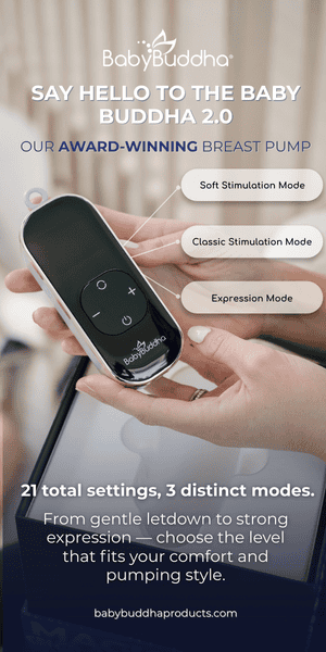 Baby Buddha 2.0 breast pump with soft, classic, and expression modes.