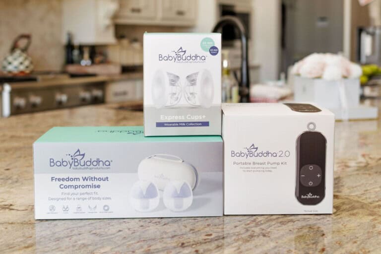 Breast pump accessories including express cups and portable pump for efficient breastfeeding.